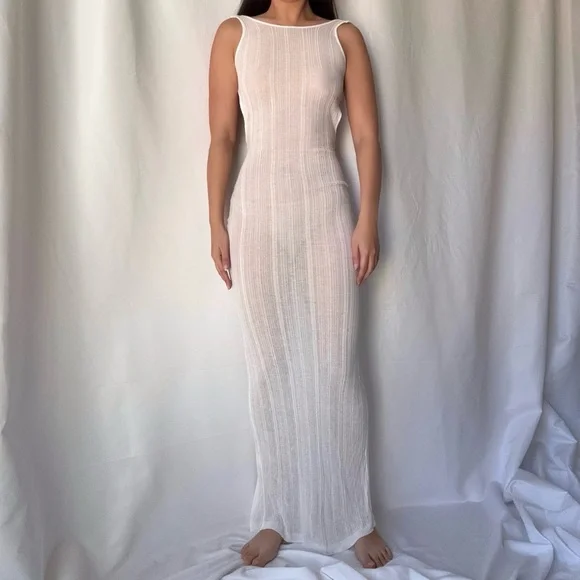 I.AM.GIA White Sheer Coverup Backless Dress - Picture 1 of 4
